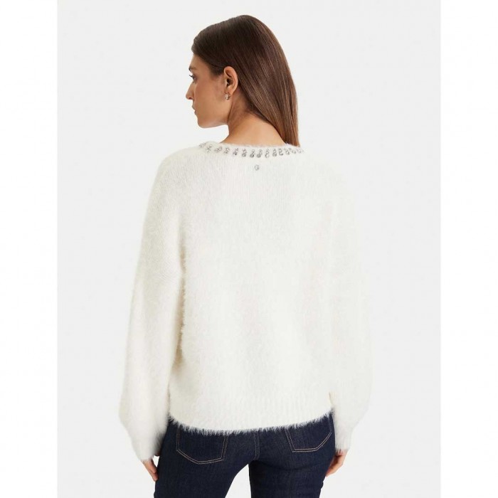 GUESS WOMAN PULLOVER STRAS WHITE GUESS WOMAN PULLOVER STRAS WHITE