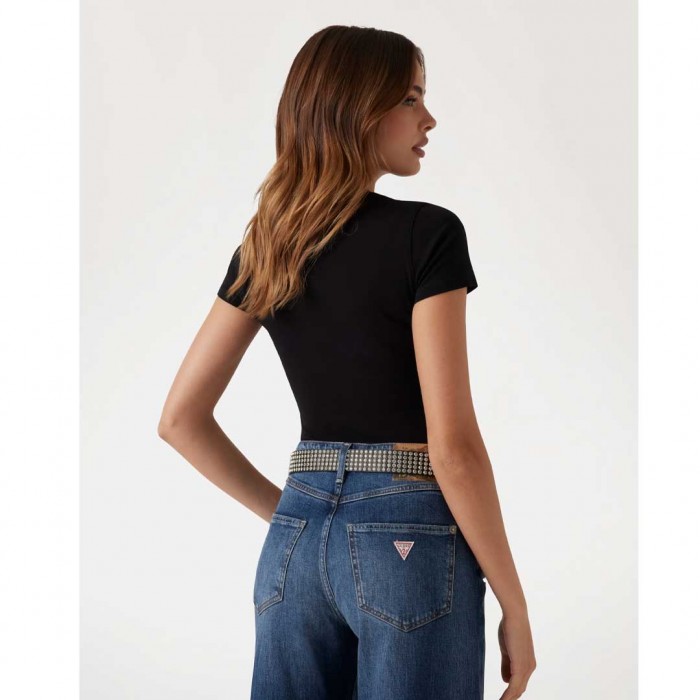 GUESS Embroidered logo T-shirt BLACK 2