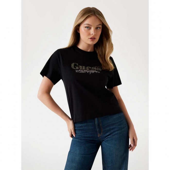 GUESS Boxy logo T-shirt BLACK