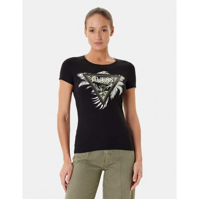 GUESS WOMAN T SHIRT REGULAR FIT BLACK
