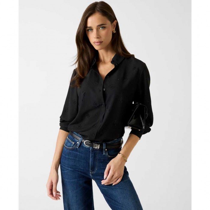 GUESS WOMAN 4G logo shirt BLACK