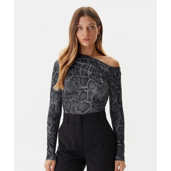 GUESS WOMAN One-shoulder top BLACK/GREY