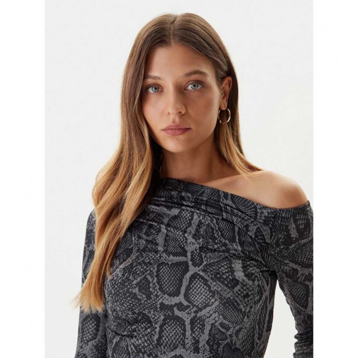 GUESS WOMAN One-shoulder top BLACK/GREY