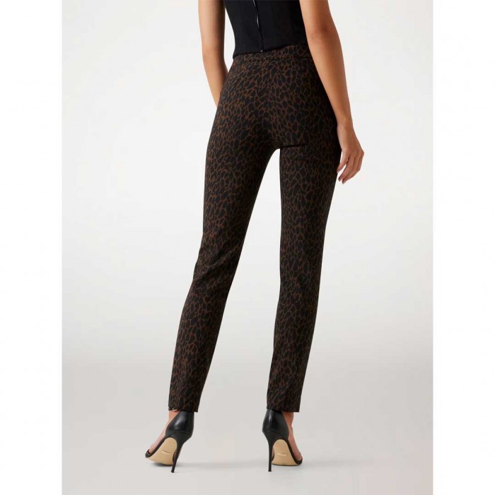 GUESS WOMAN Slim-fit mid-rise pants BLACK/BROWN GUESS WOMAN Slim-fit mid-rise pants BLACK/BROWN