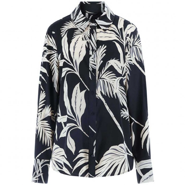 GUESS Women's Long Sleeve Shirt SATEN BLACK/WHITE