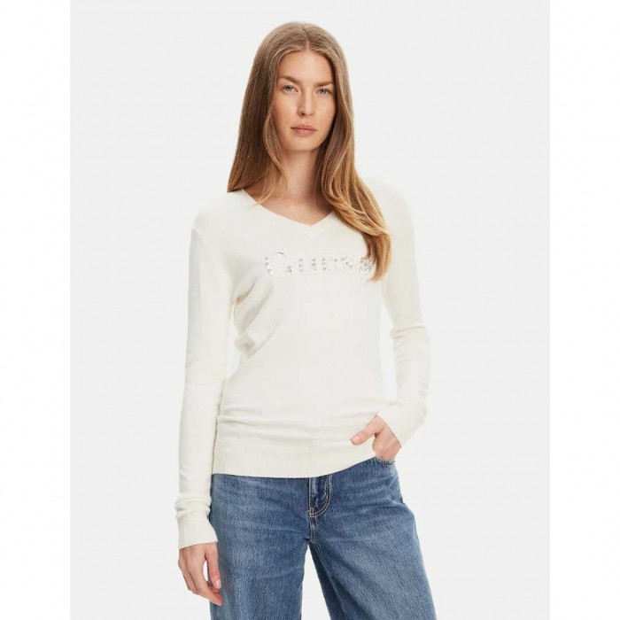 GUESS WOMAN PULLOVER ECRU