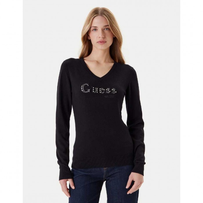 GUESS WOMAN PULLOVER LOGO BLACK