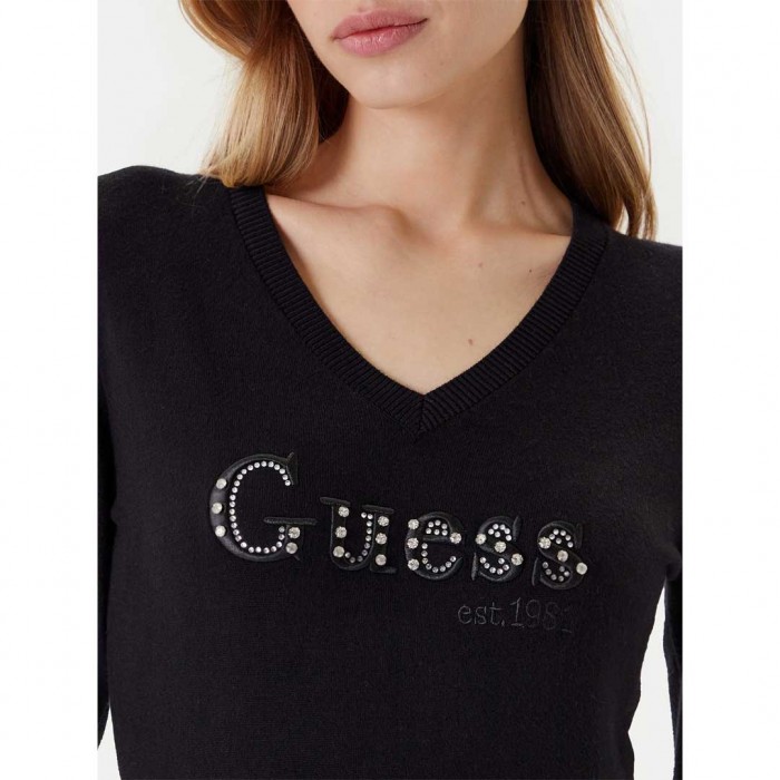 GUESS WOMAN PULLOVER LOGO BLACK