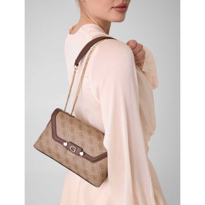 GUESS WOMAN SMALL BAG LINDSEY LATTE LOGO