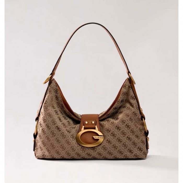GUESS WOMAN BAG CAMDEN LATTE LOGO/COGNAC