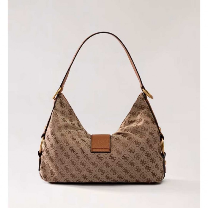 GUESS WOMAN BAG CAMDEN LATTE LOGO/COGNAC