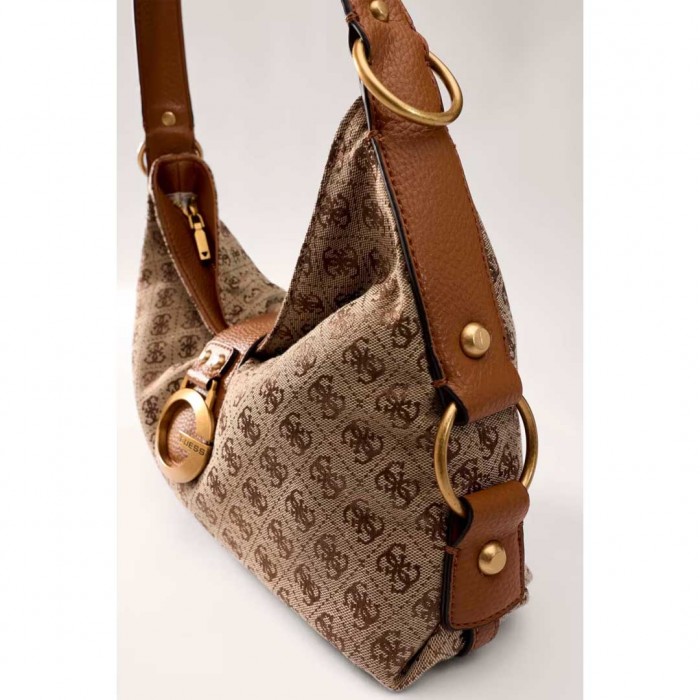 GUESS WOMAN BAG CAMDEN LATTE LOGO/COGNAC