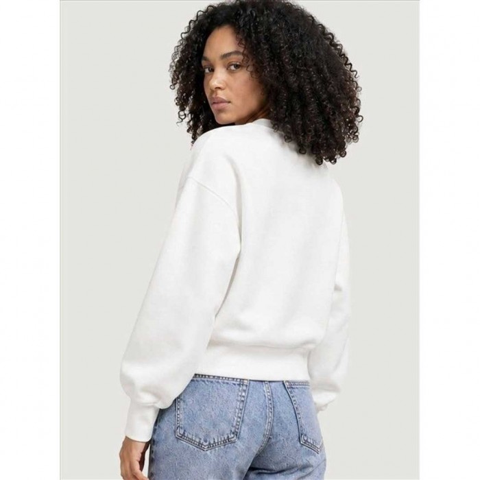 GUESS WOMAN PULLOVER LOGO PRINT ECRU