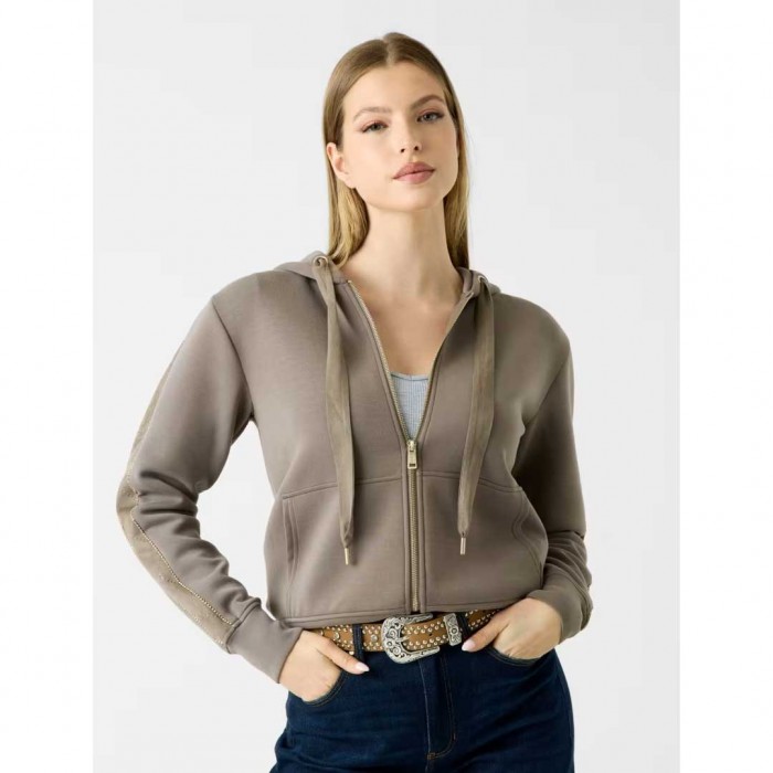 GUESS WOMAN ZIP HOOD BROWN