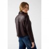 GUESS WOMAN LEATHER JACKET DARK BROWN