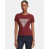 GUESS WOMAN LOGO TRIANGLE T SHIRT DARK RED