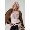 GUESS WOMAN  Triangle logo t-shirt CREAM