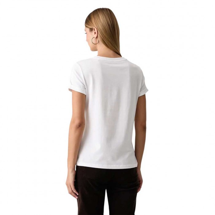 GUESS WOMAN T SHIRT LEOPARD LOGO WHITE