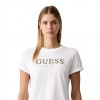 GUESS WOMAN T SHIRT LEOPARD LOGO WHITE