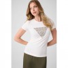 GUESS WOMAN LOGO TRIANGLE T SHIRT WHITE 1