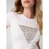 GUESS WOMAN LOGO TRIANGLE T SHIRT WHITE 1