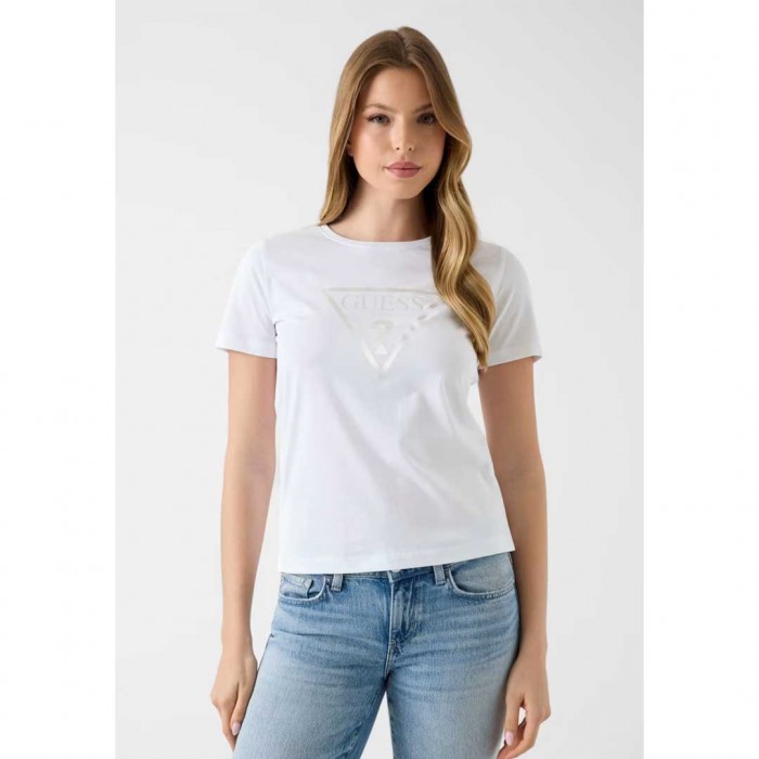 GUESS WOMAN T SHIRT LOGO WHITE