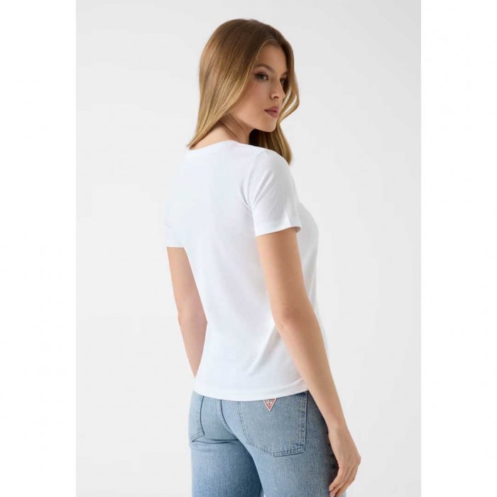 GUESS WOMAN T SHIRT LOGO WHITE