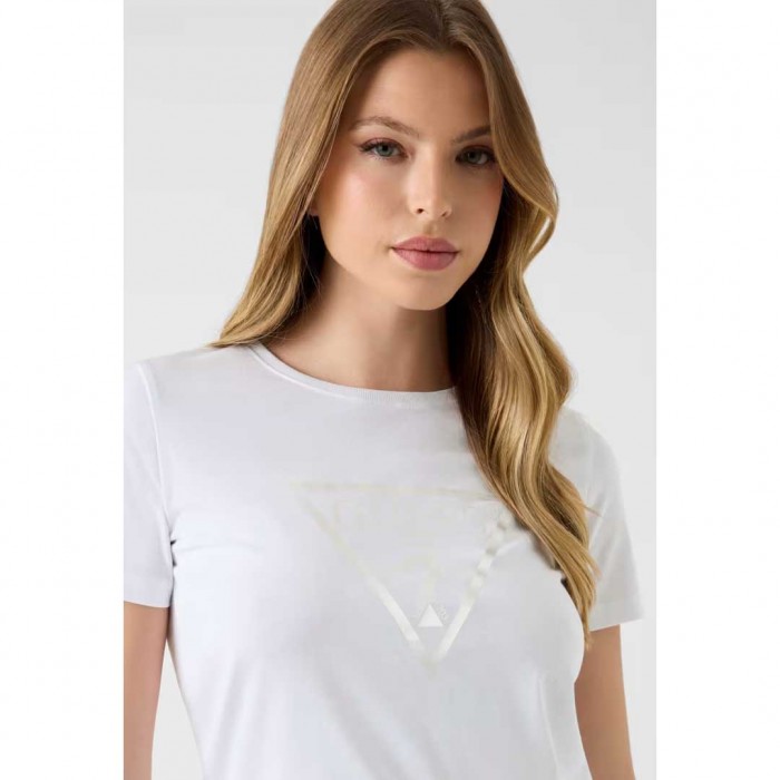 GUESS WOMAN T SHIRT LOGO WHITE