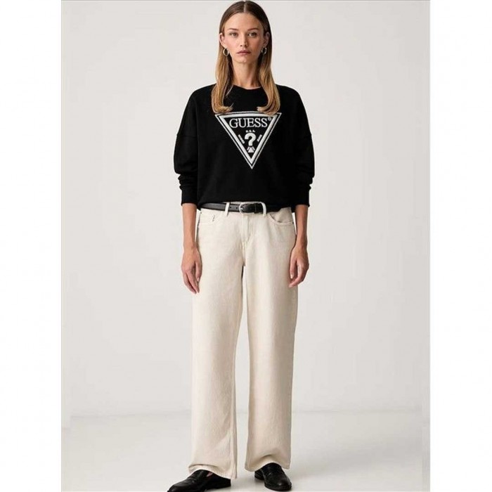 GUESS WOMAN CN TRIANGLE GLITTER SWEATSHIRT BLACK