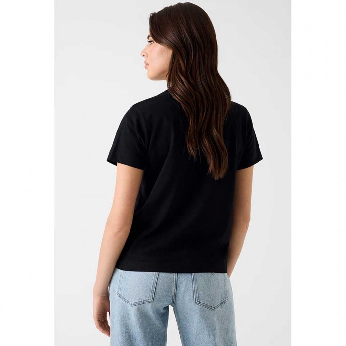 GUESS WOMAN T SHIRT LOGO STRAS BLACK