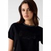 GUESS WOMAN T SHIRT LOGO STRAS BLACK