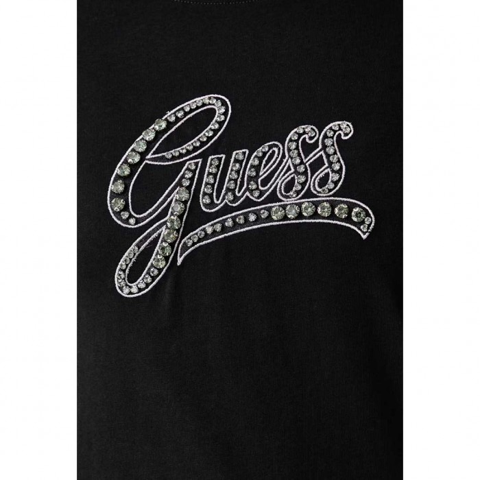GUESS WOMAN T SHIRT LOGO STRAS BLACK 1