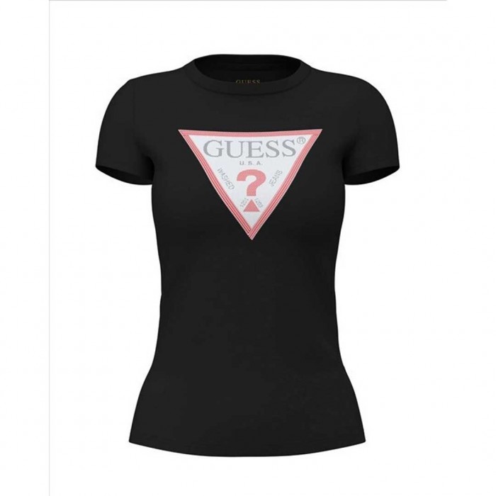 GUESS WOMAN LOGO T SHIRT TRIANGLE BLACK