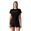 GUESS WOMAN T SHIRT LEOPARD LOGO BLACK