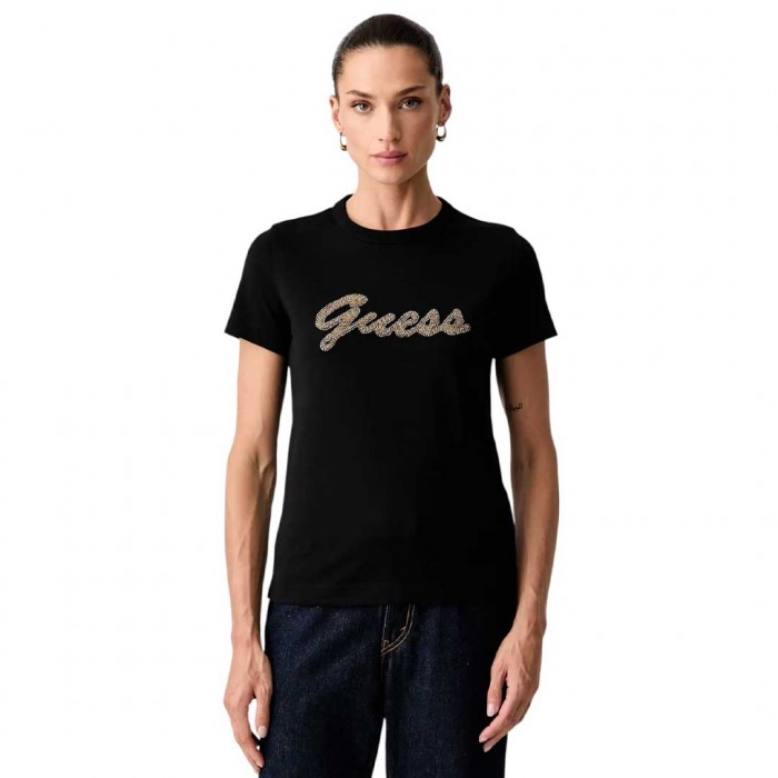 GUESS WOMAN LOGO T SHIRT BLACK