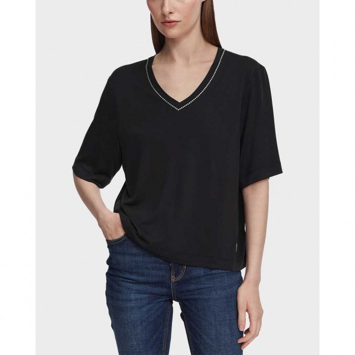GUESS WOMAN V NECK T SHIRT BLACK