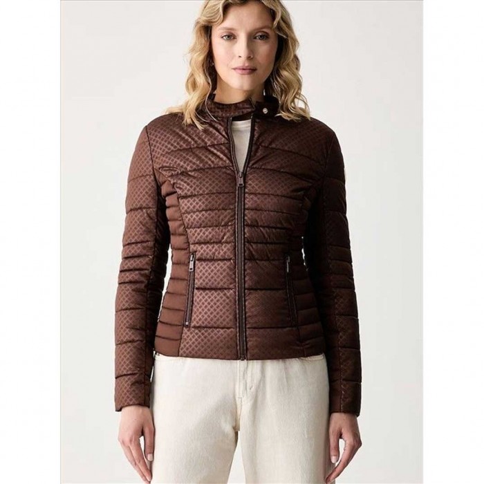 GUESS WOMAN PUFFER JACKET BROWN