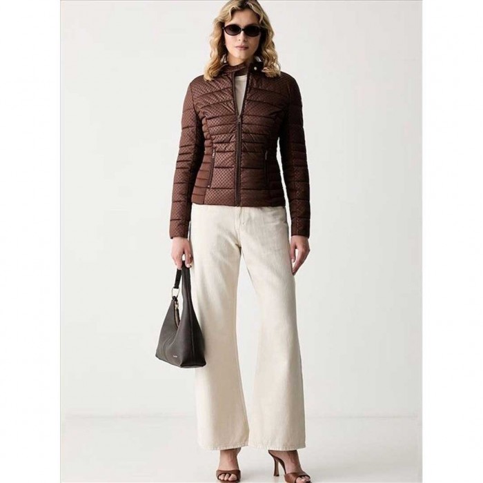 GUESS WOMAN PUFFER JACKET BROWN