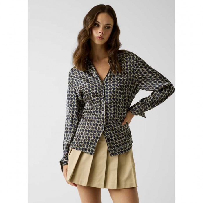 GUESS WOMAN SATEN SHIRT DARK BLUE