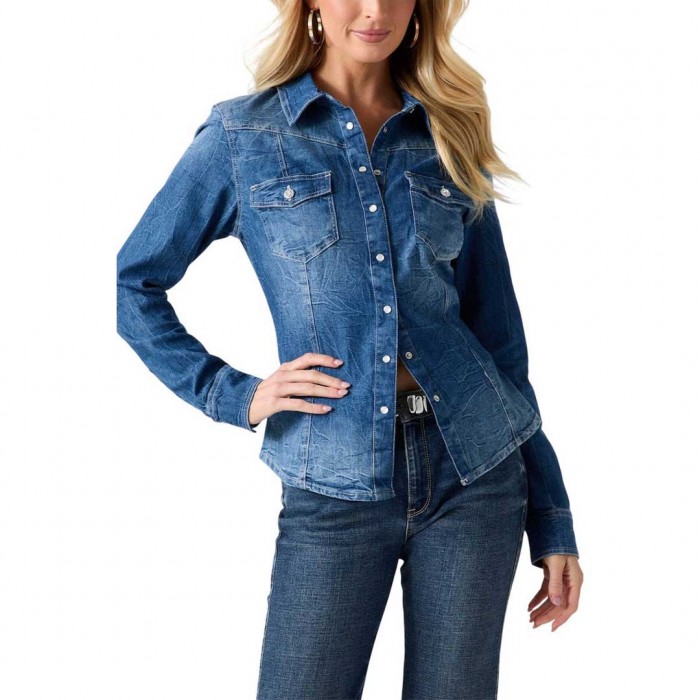 GUESS WOMAN JEAN SHIRT BLUE