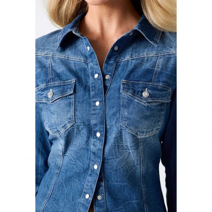 GUESS WOMAN JEAN SHIRT BLUE