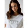 GUESS WOMAN T SHIRT LOGO STRAS WHITE