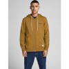 JACK & JONES LOOPBACK ZIP HOODIE BROWN / RUBBER