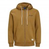 JACK & JONES LOOPBACK ZIP HOODIE BROWN / RUBBER