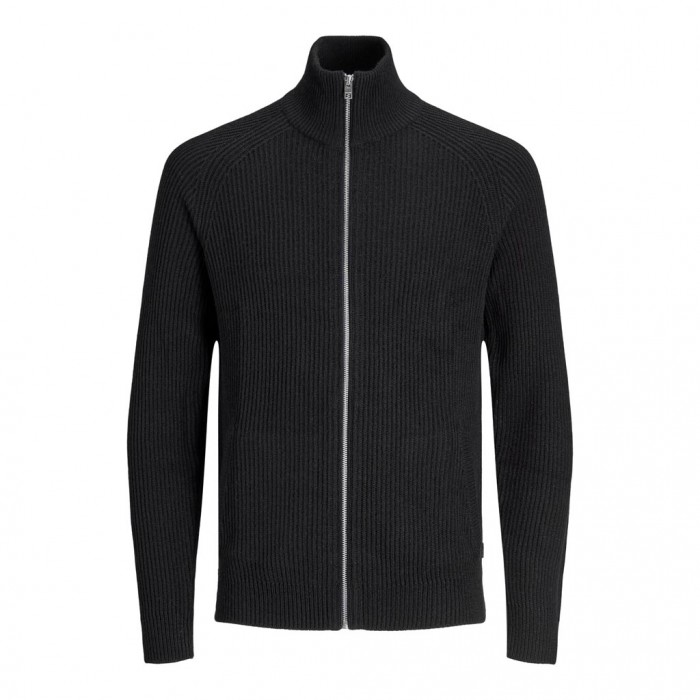 JACK & JONES JJPANNEL KNIT ZIP CARDIGAN BLACK