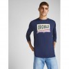 JACK & JONES LOGO PRINT LONG-SLEEVED T-SHIRT BLUE