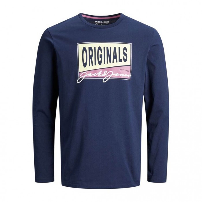 JACK & JONES LOGO PRINT LONG-SLEEVED T-SHIRT BLUE