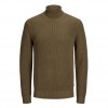 JACK & JONES KNITTED ROLL NECK BEIGE / DARK COAT KHAKI