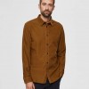 REGULAR FIT CORDUROY - SHIRT SELECTED ανδρικο κοτλε πουκαμισο καφέ