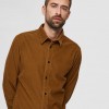 REGULAR FIT CORDUROY - SHIRT SELECTED ανδρικο κοτλε πουκαμισο καφέ